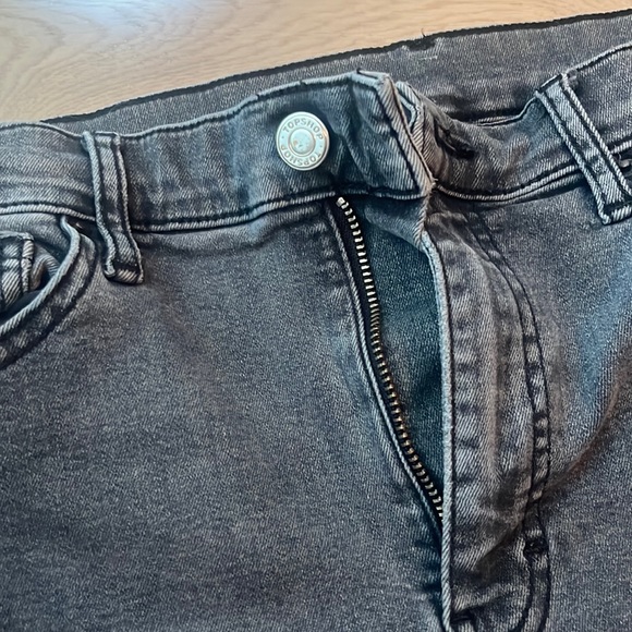 Topshop Jamie Dark Grey High Wasted Skinny Jeans with ankle zippers - Picture 2 of 4